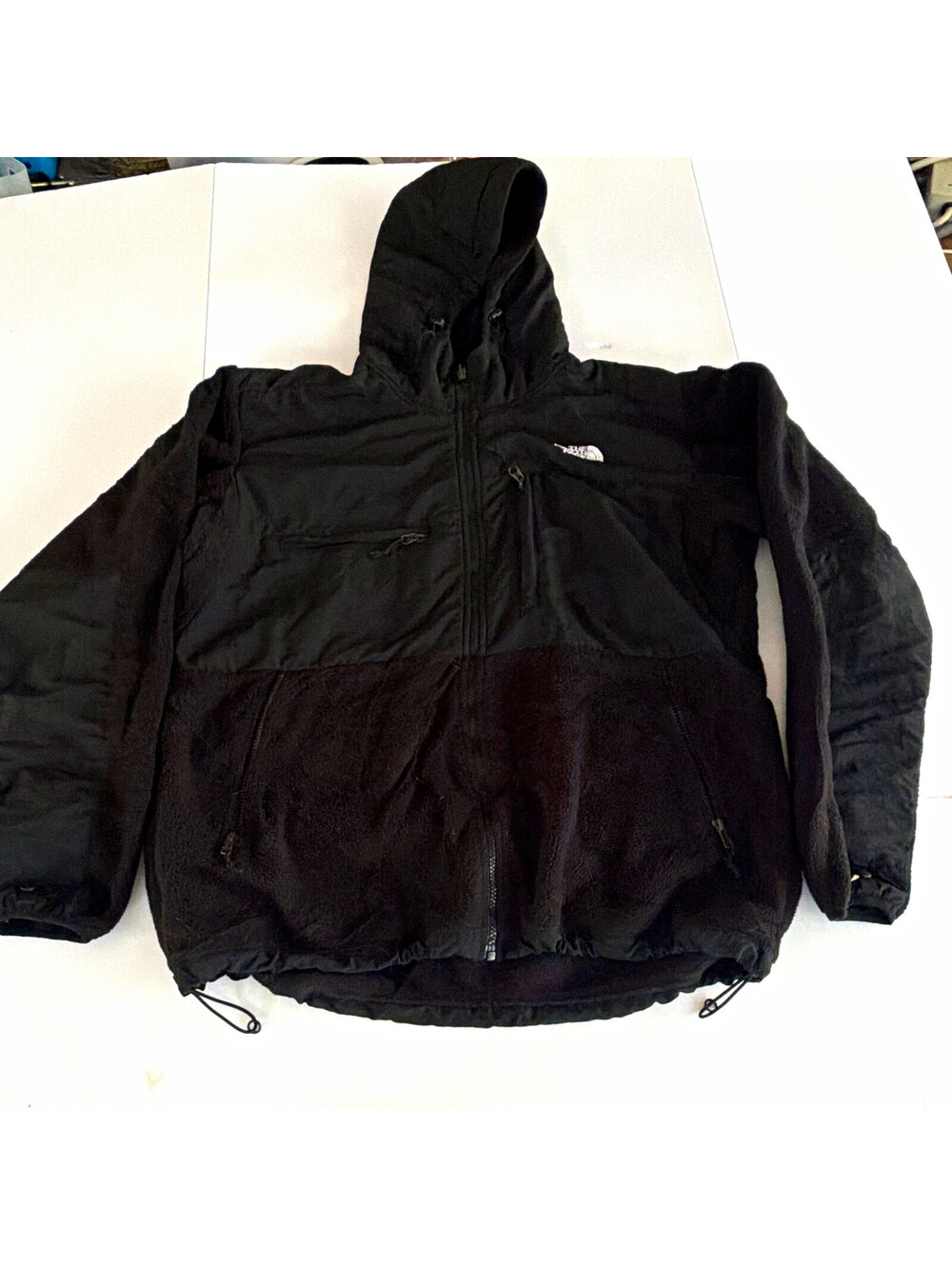The North Face Men's Black Solid Hooded Full Zip Fleece Jacket Zipped Pockets XL